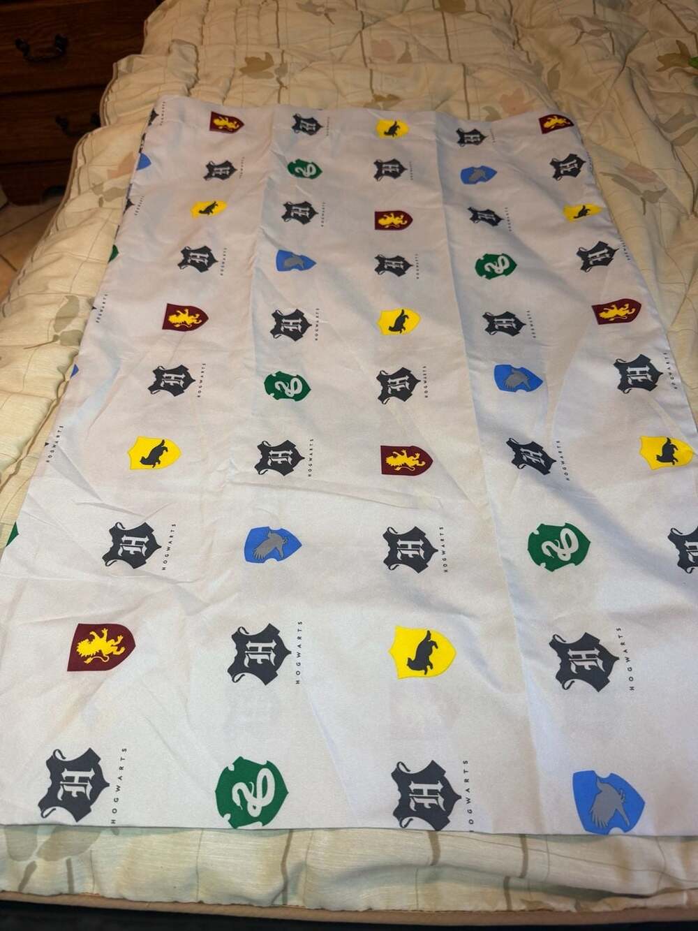Harry Potter House Pride Hogwarts Crests standard size pillowcase.